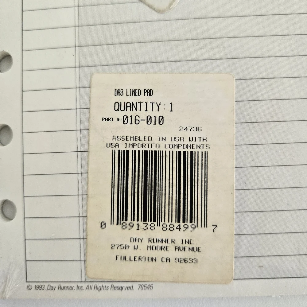 Day Runner Lined Note Pads 6 Ring 30 Pages 3 3/4 X 6 3/4 #016-010 1993 NIP X 2